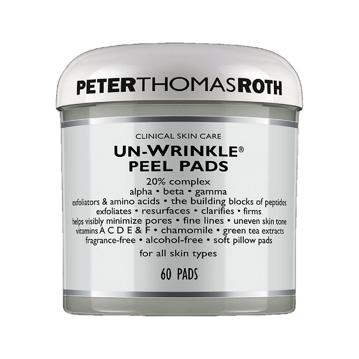 Peter Thomas Roth Un-Wrinkle Peel Pads jar of 60 on white background