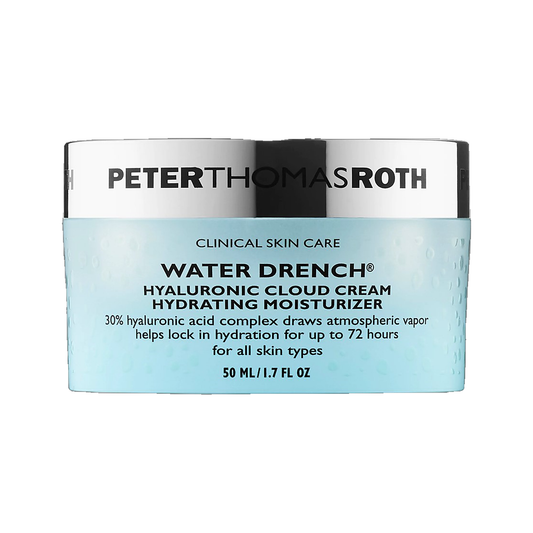 Peter Thomas Roth Water Drench Hyaluronic Cloud Cream Hydrating Moisturizer jar on white background