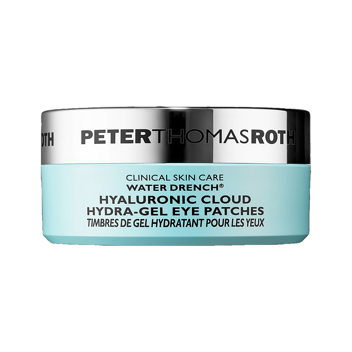Peter Thomas Roth Water Drench Hyaluronic Cloud Hydra-Gel Eye Patches jar on transparent background