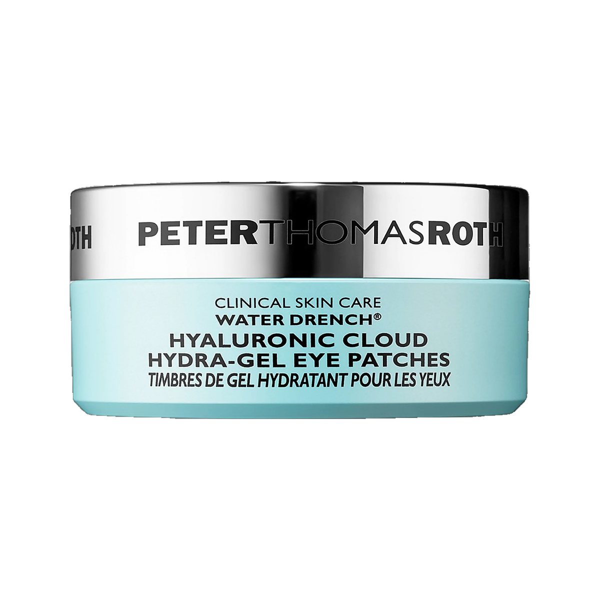 Peter Thomas Roth Water Drench Hyaluronic Cloud Hydra-Gel Eye Patches jar on white background