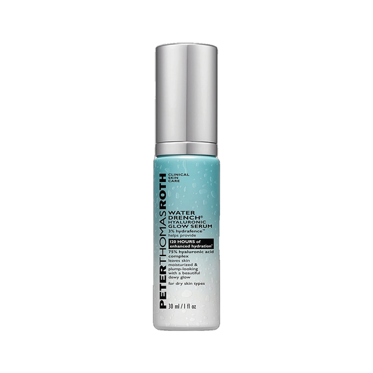 Peter Thomas Roth Water Drench Hyaluronic Glow Serum bottle on white background