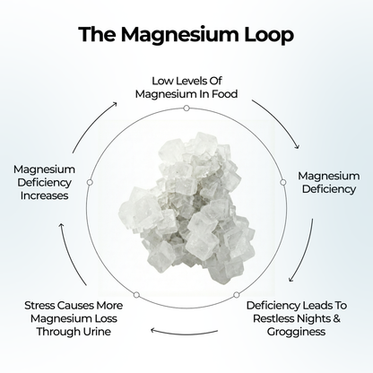 The magnesium loop infographic showing how stress and deficiency affect magnesium levels