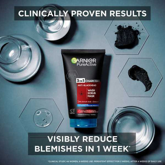 Garnier Pure Active 3in1 Charcoal Wash (150ml)